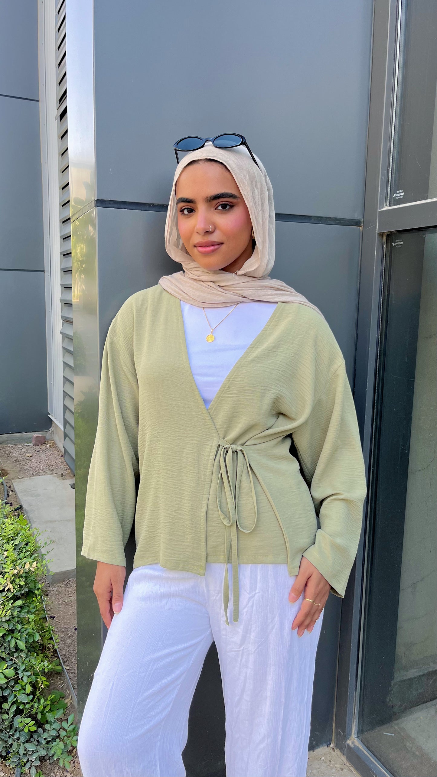 Wrap Blouse With Side Tie _ Pistach