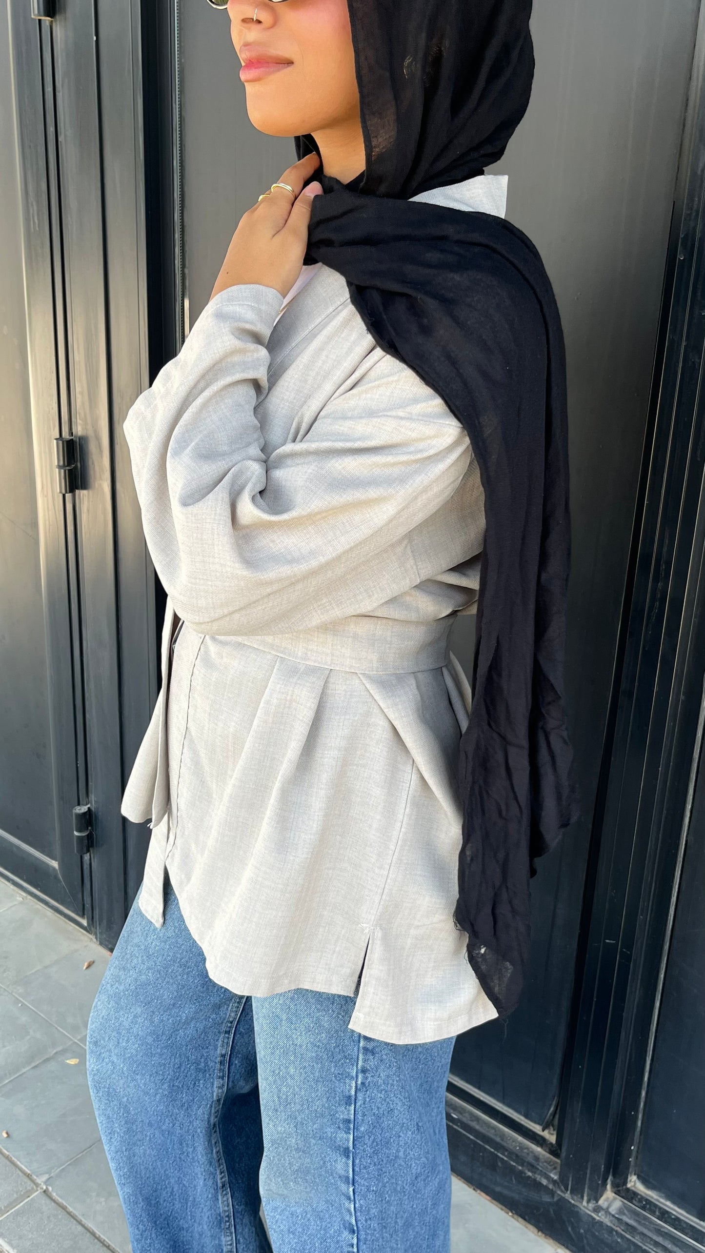 Linen Kimono With Belt _ Light Grey
