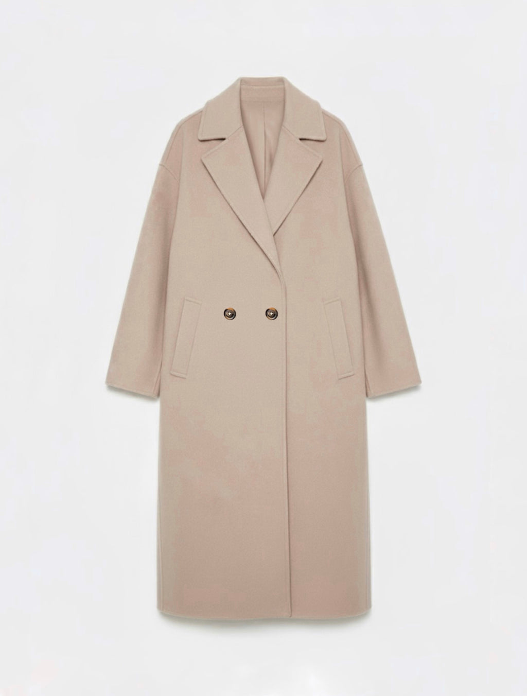 Long wool blend double-breasted coat