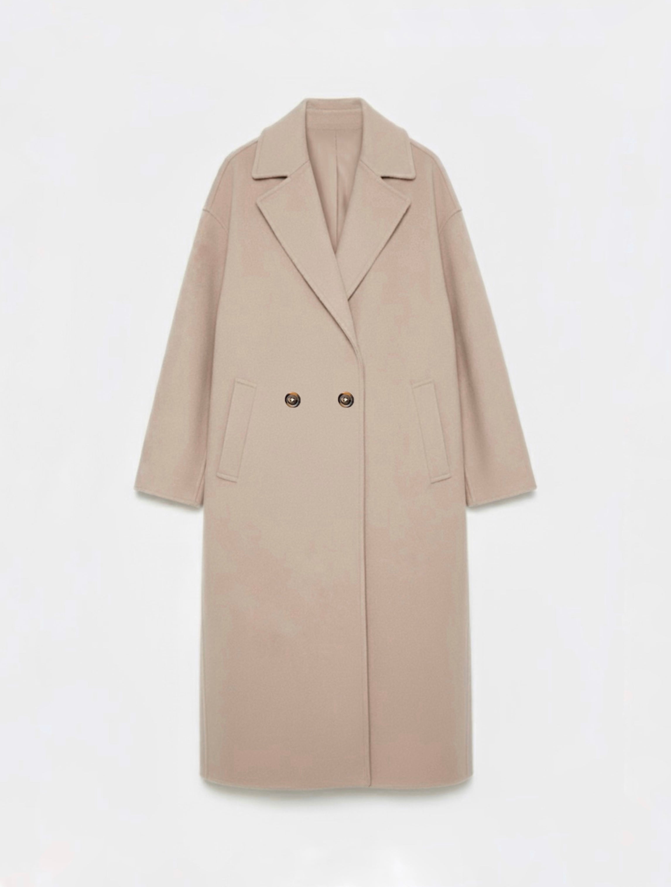 Long wool blend double-breasted coat