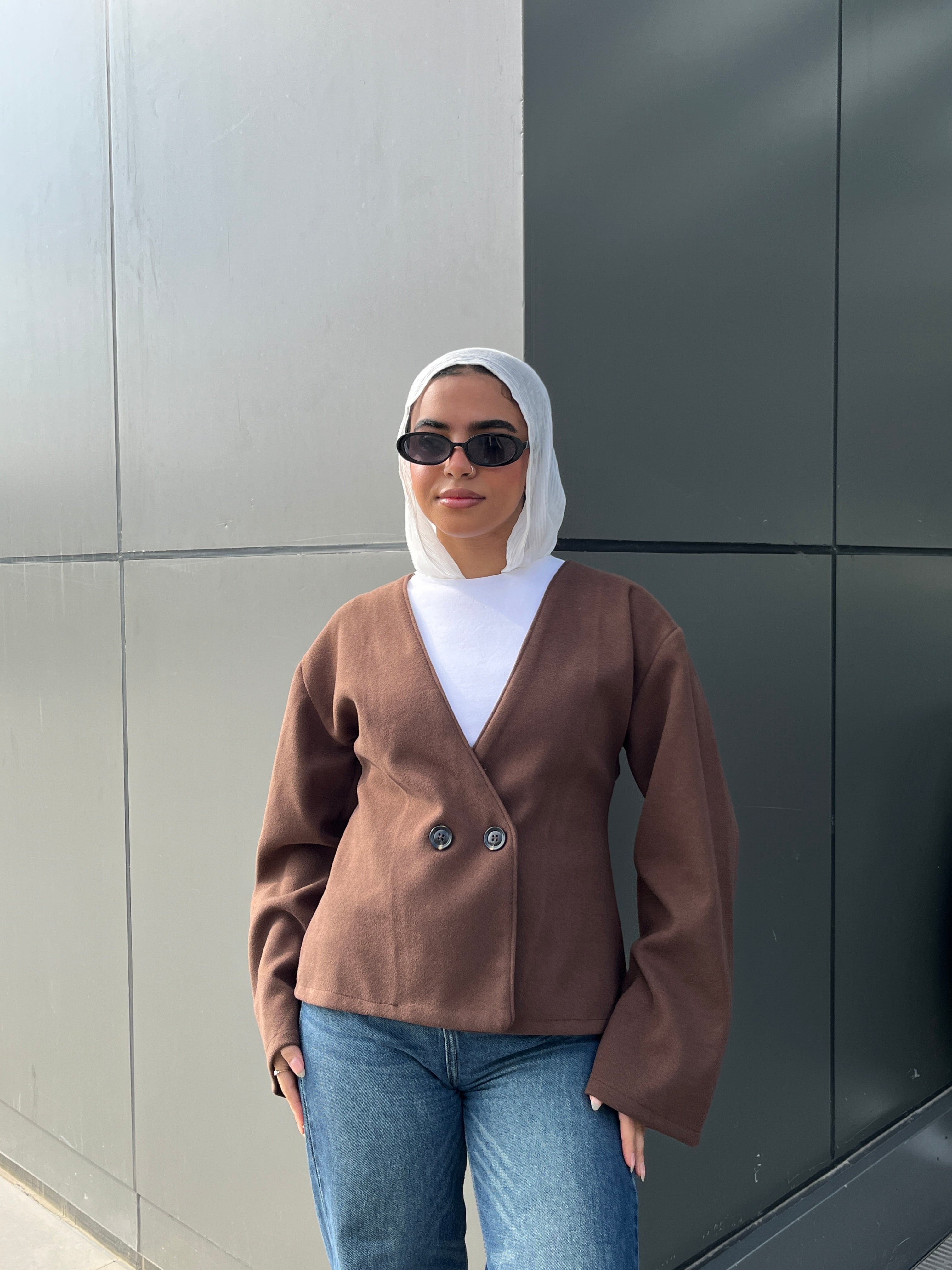 V-Neck Wrap Cardigan Brown