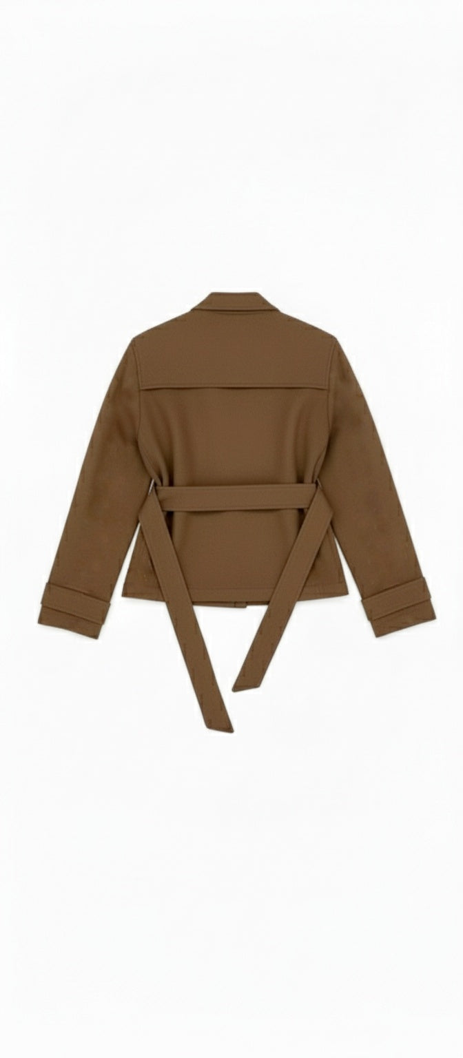 Suede trench coat with belt