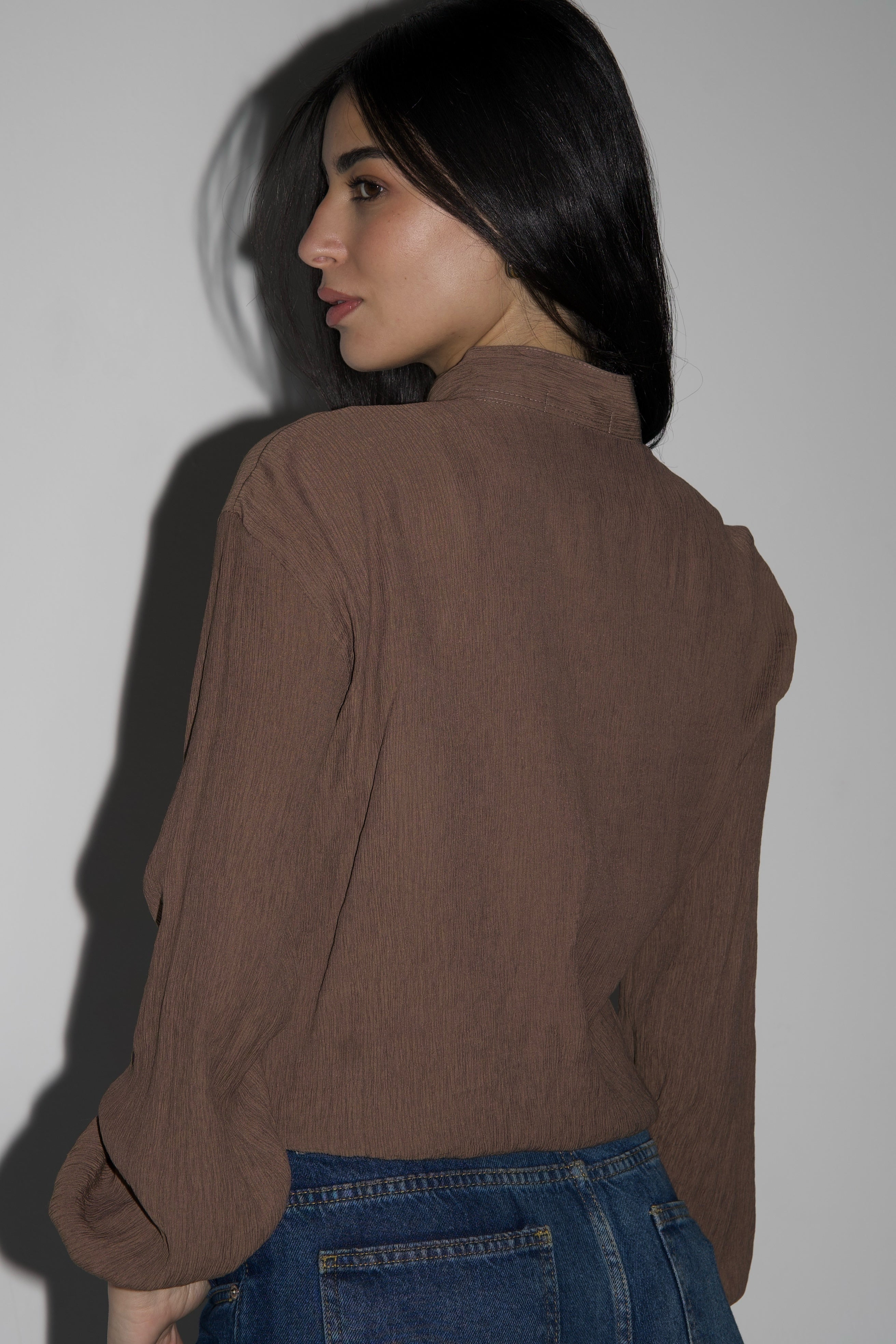 Mandarin Top in brown