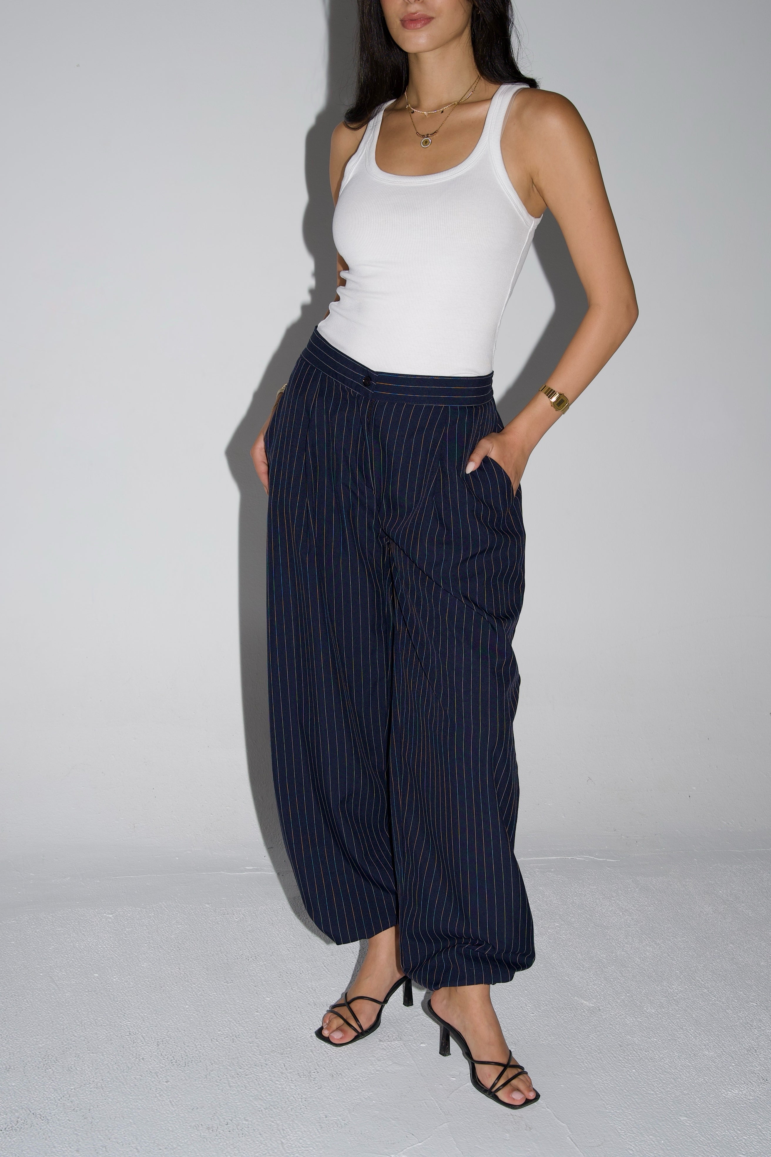 Smart striped balloon trousers