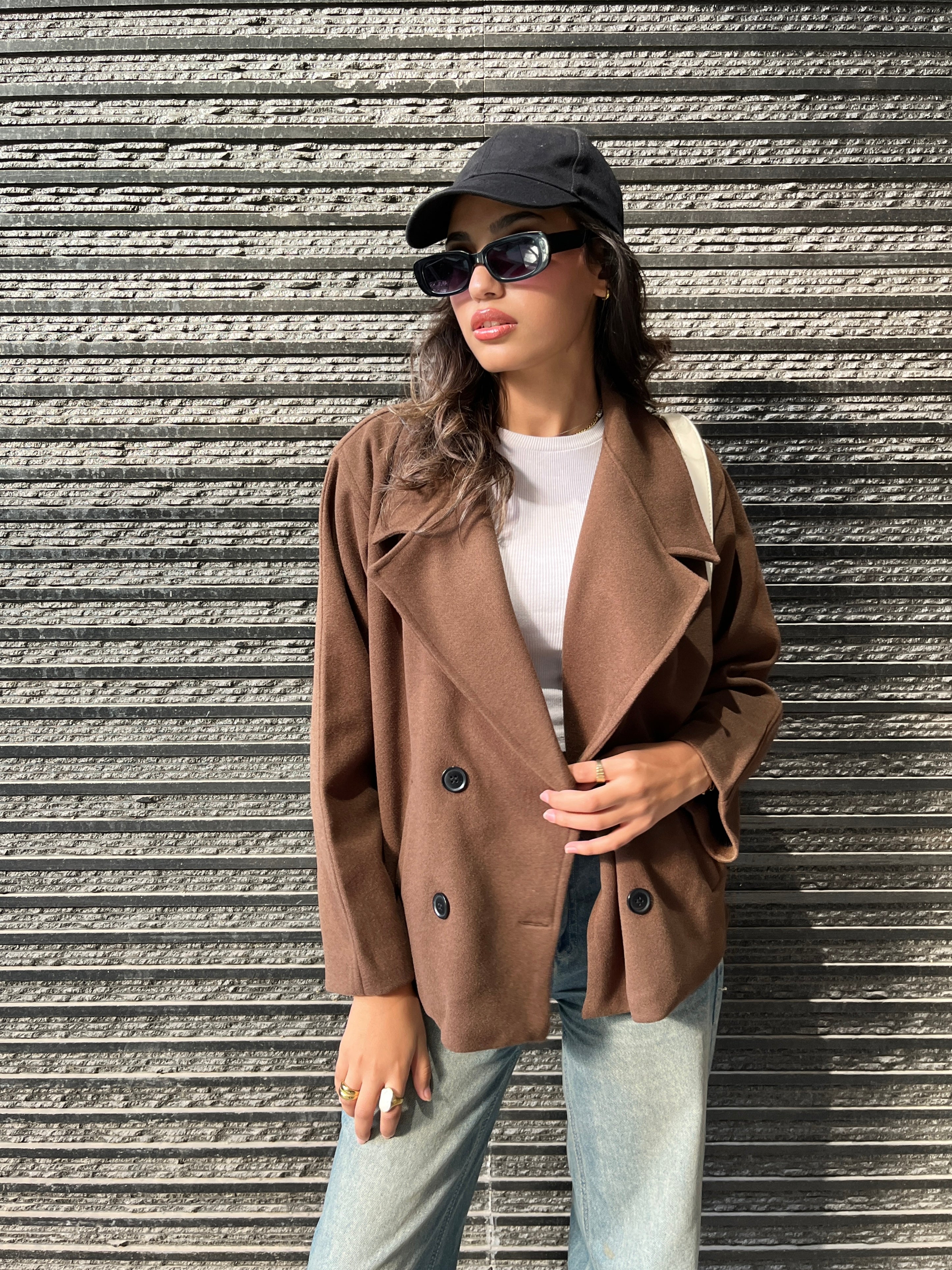 Soft double-breasted short coat