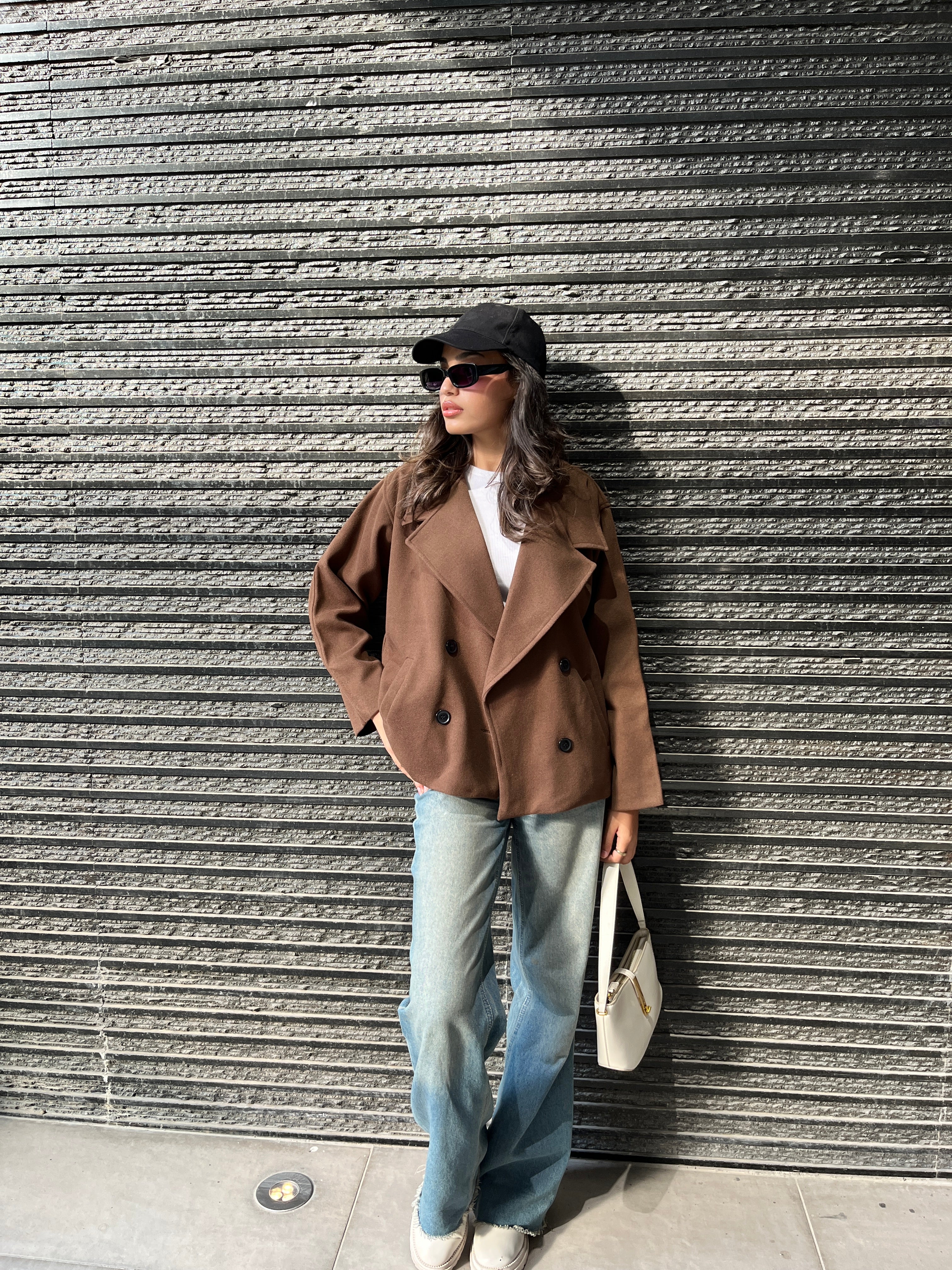 Soft double-breasted short coat