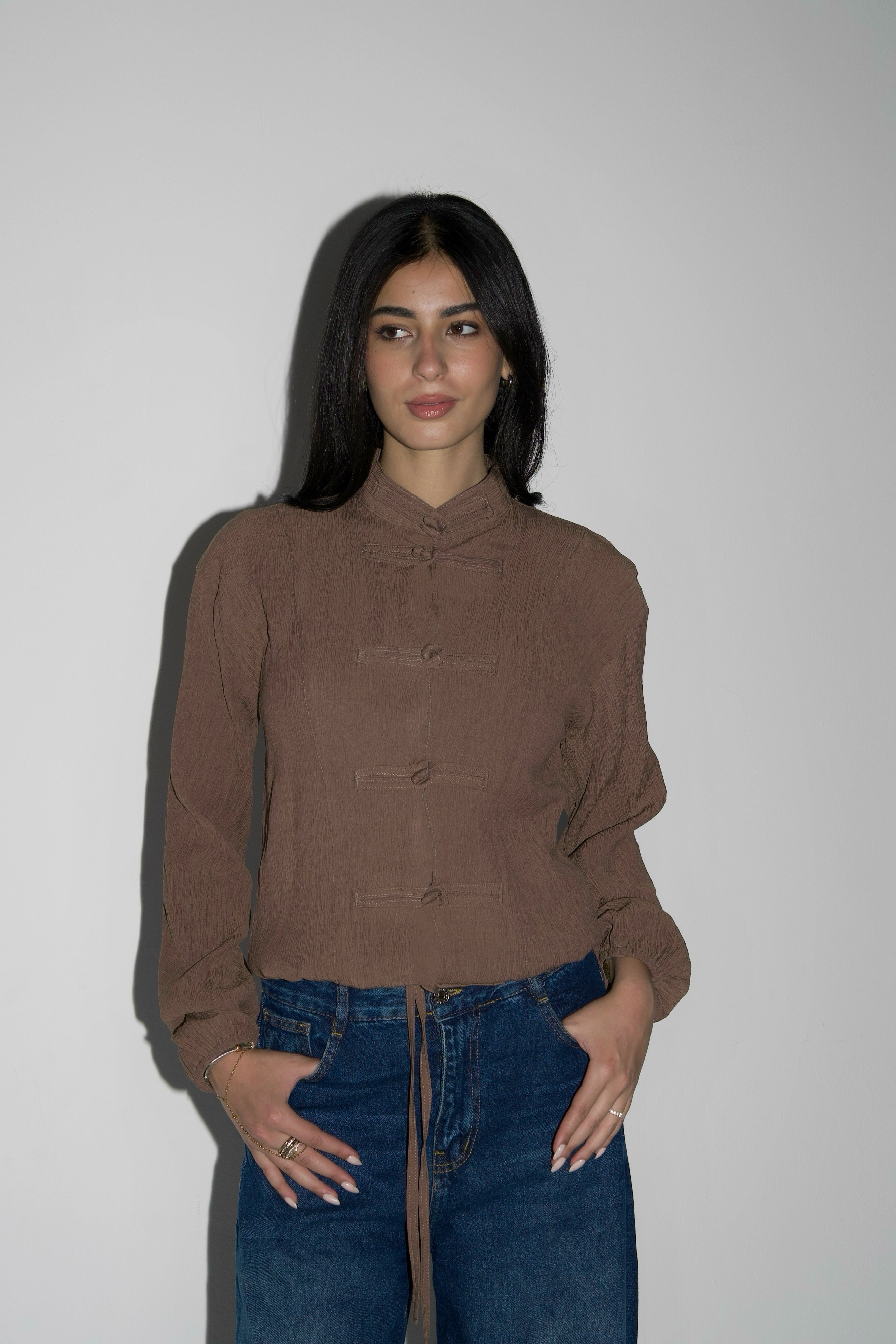 Mandarin Top in brown