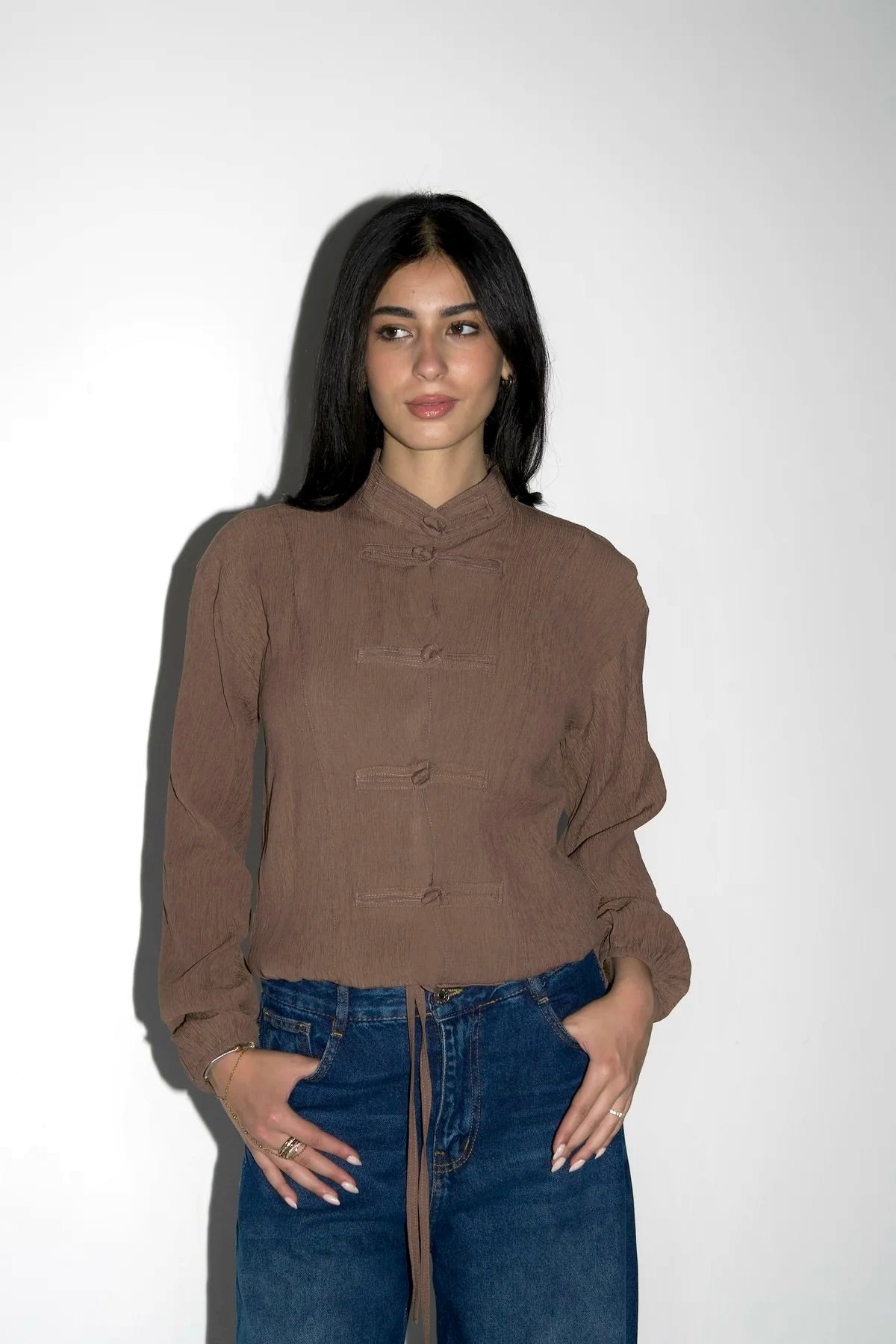 Mandarin Top in brown