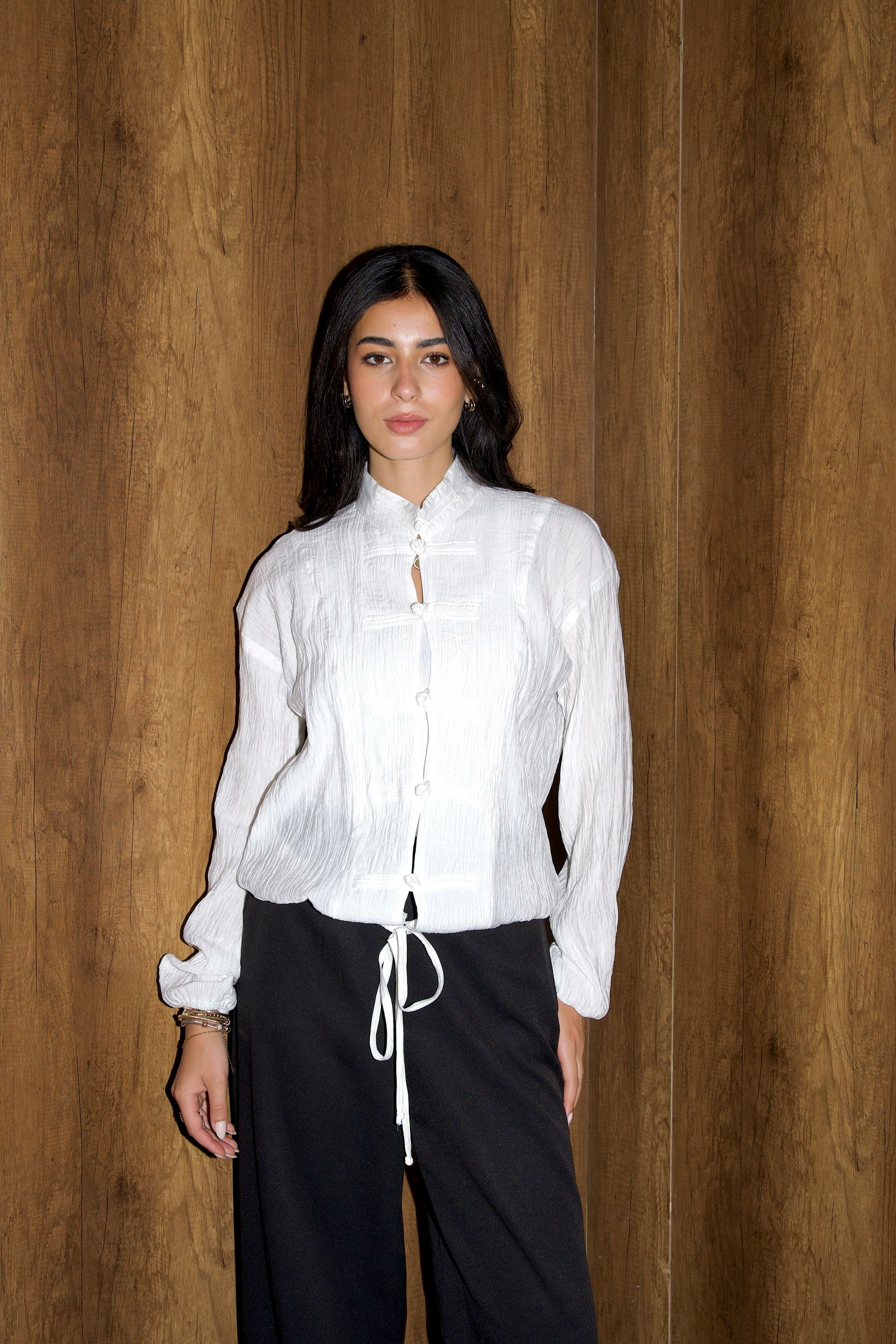 Mandarin Top in white