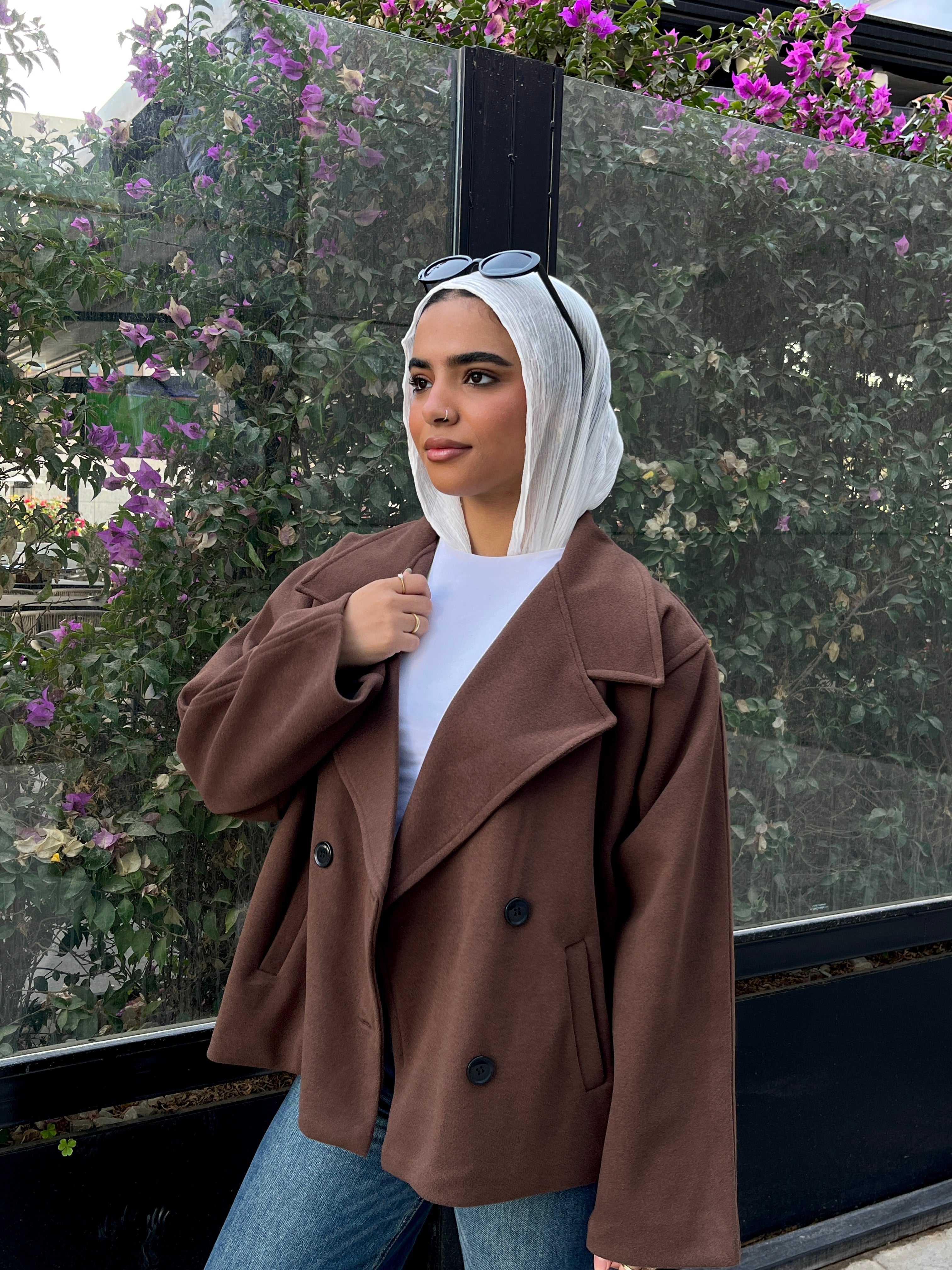 Soft double-breasted short coat