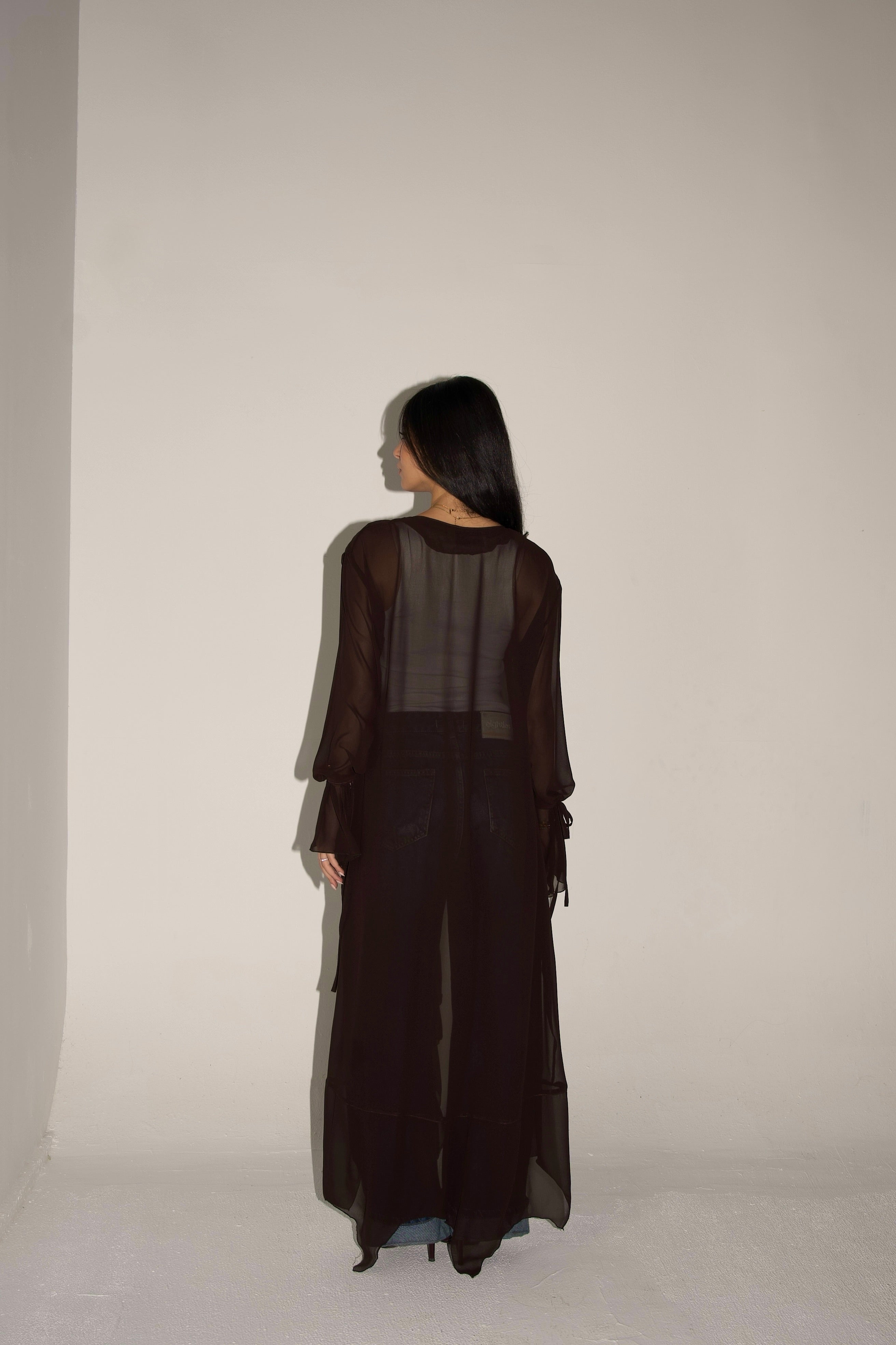 Ruffles cardigan in chocolate brown