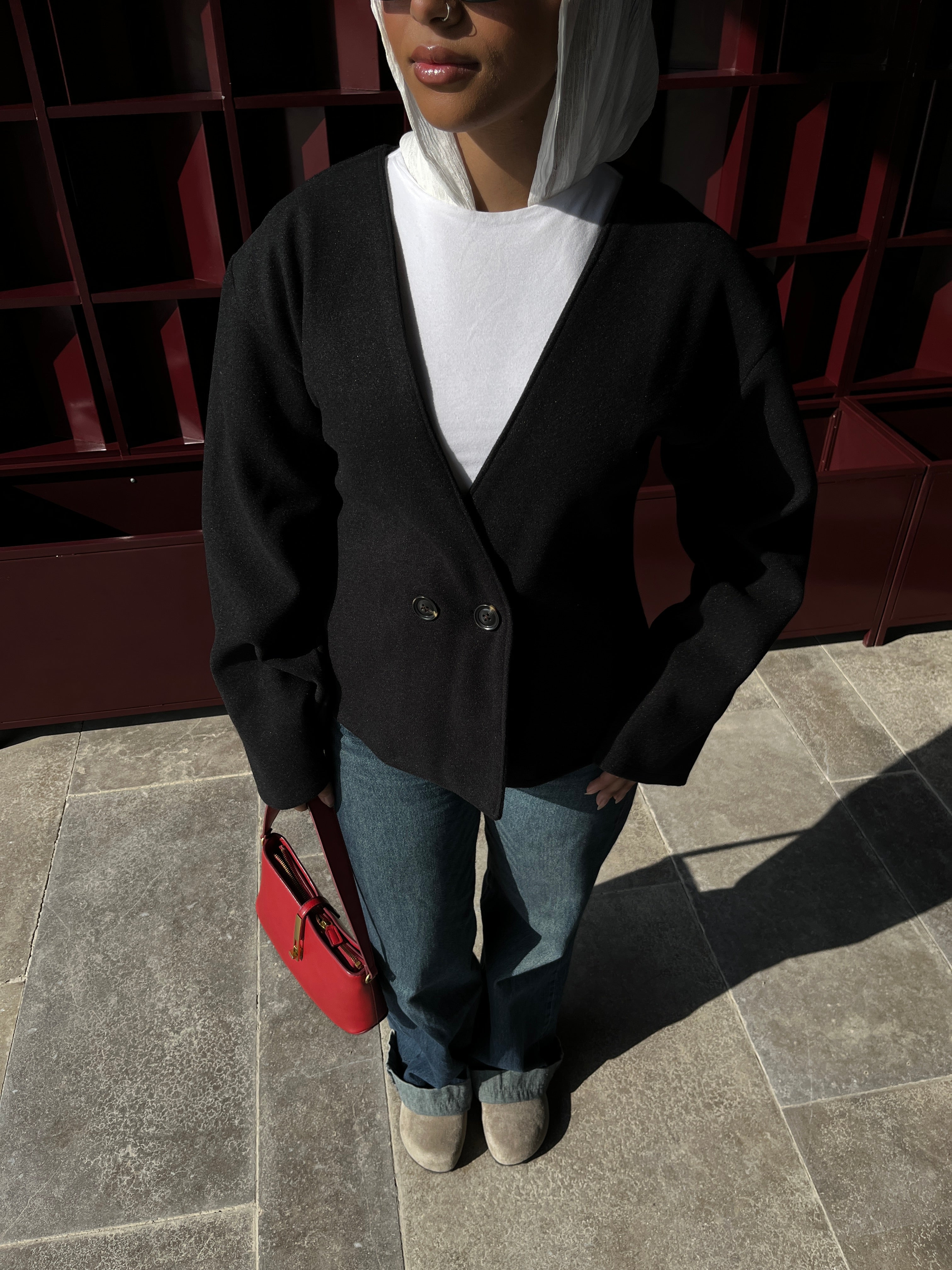 V-Neck Wrap Cardigan Black