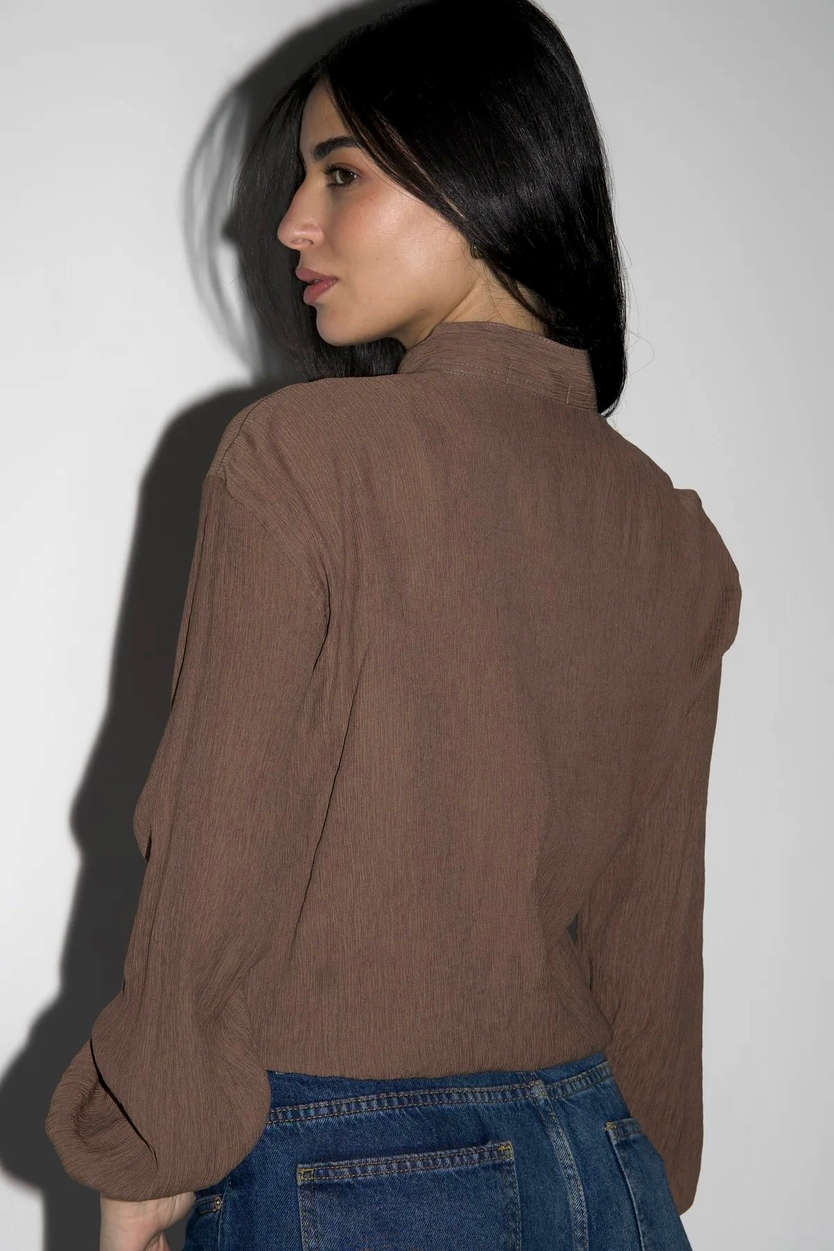 Mandarin Top in brown