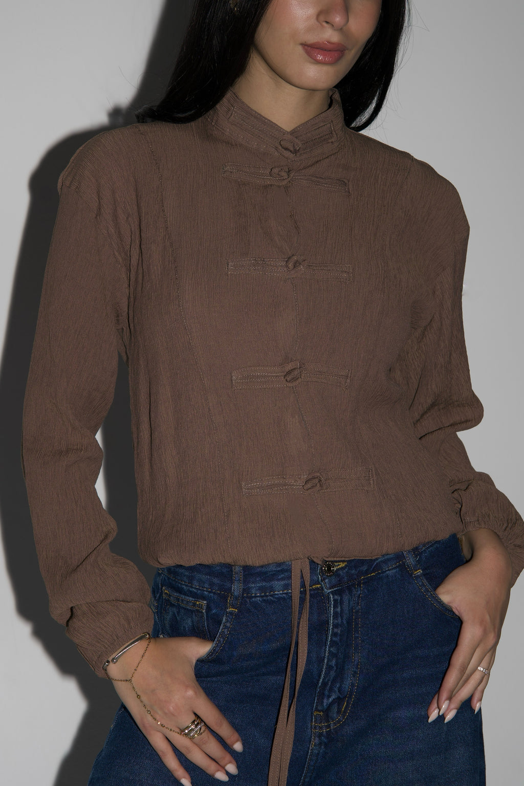 Mandarin Top in brown