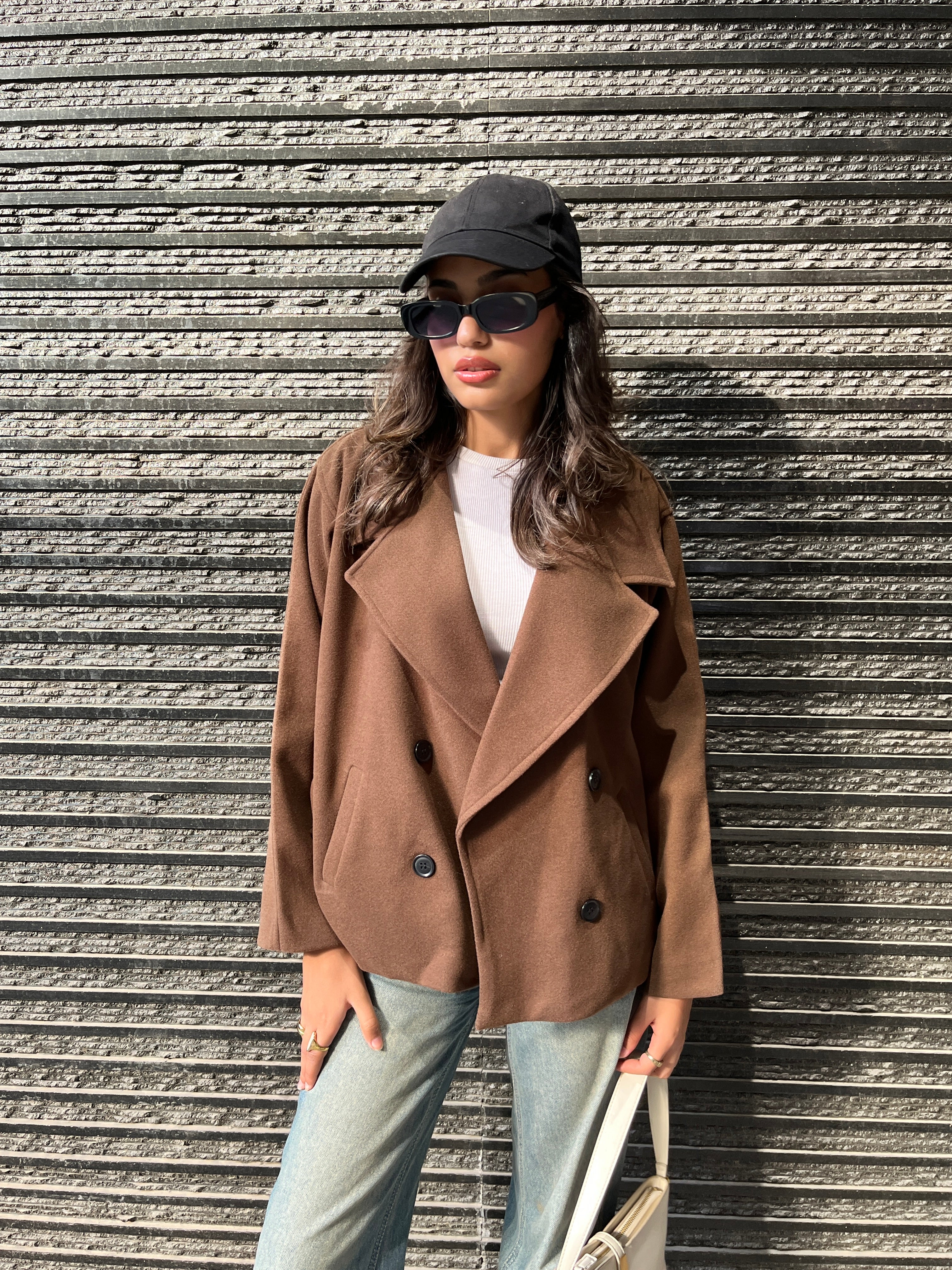 Soft double-breasted short coat