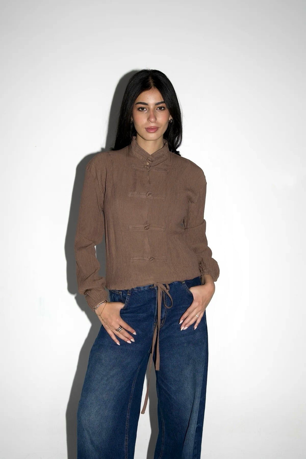 Mandarin Top in brown
