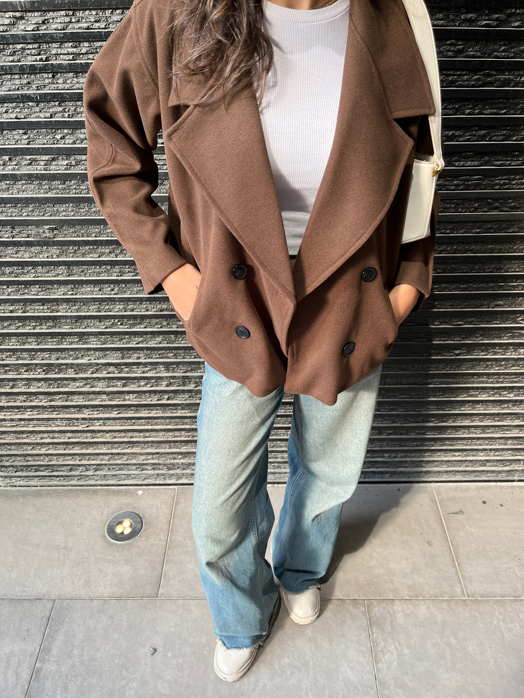 Soft double-breasted short coat