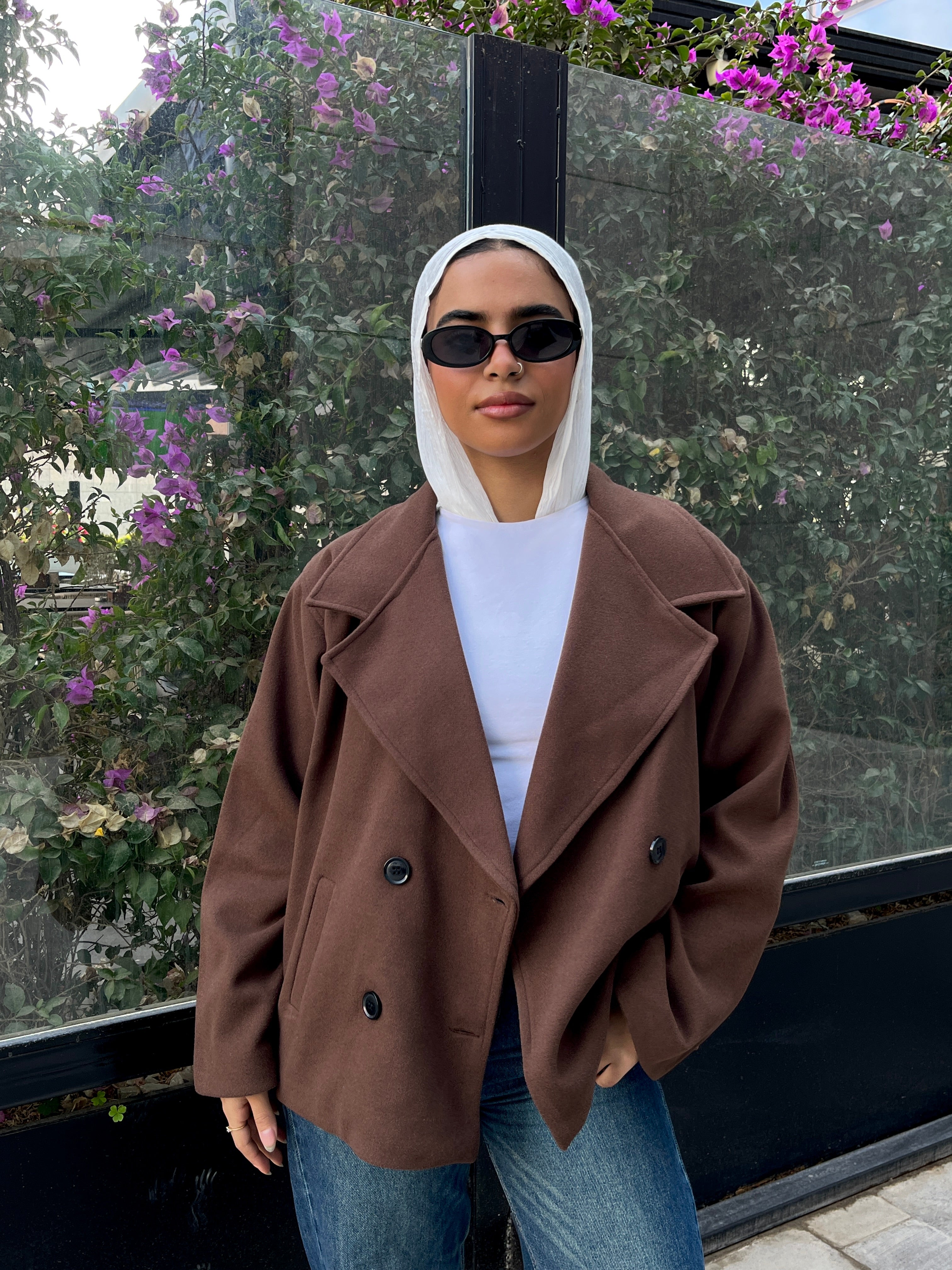 Soft double-breasted short coat