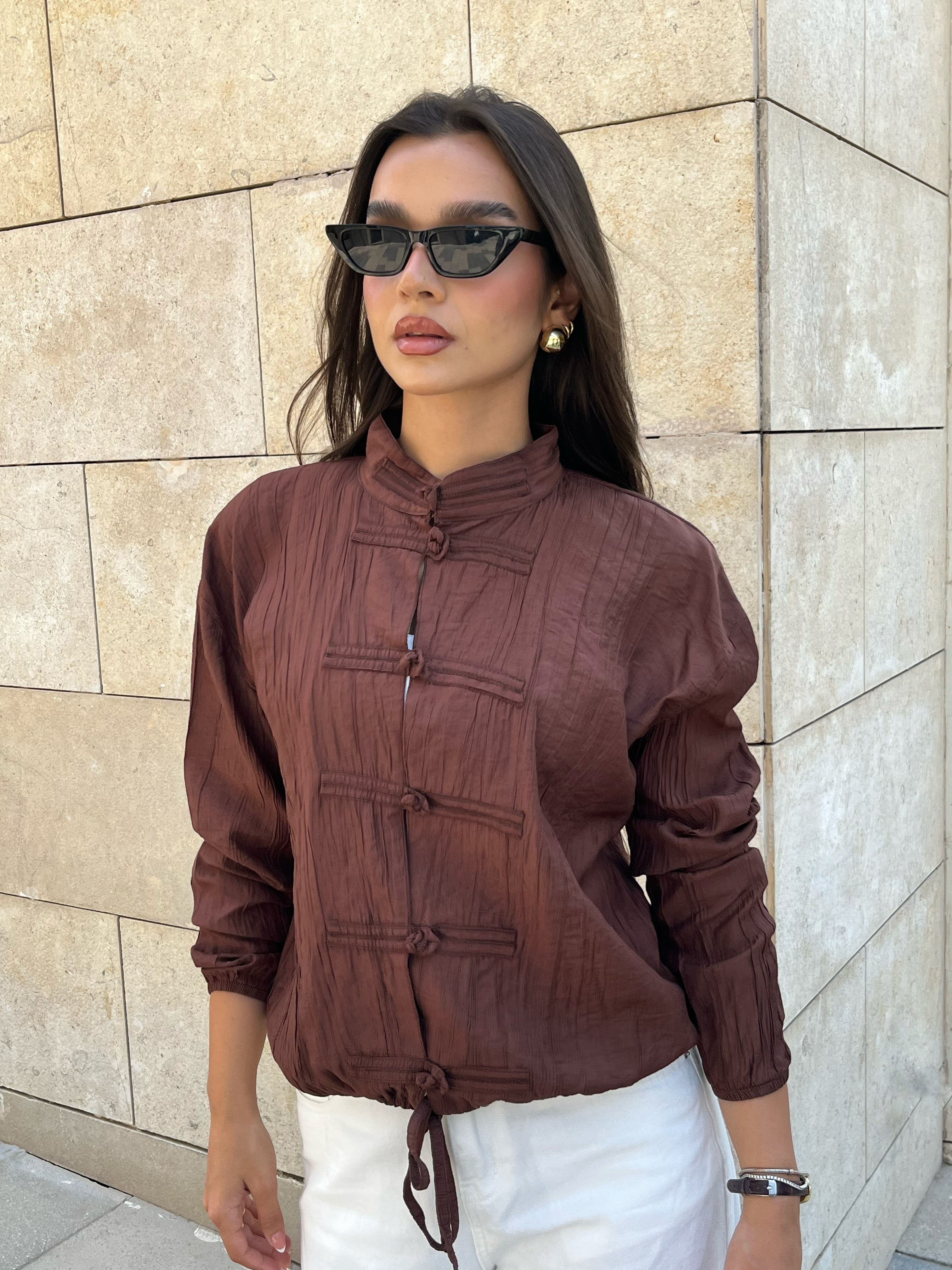 Mandarin Top in brown