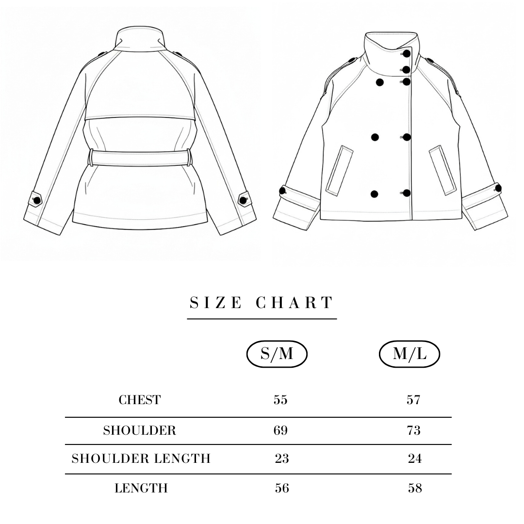 Funnel neck cropped trench coat