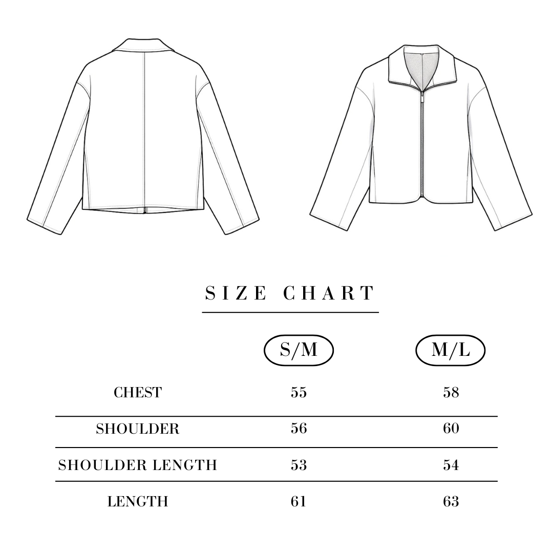 Short wool blend jacket with seams
