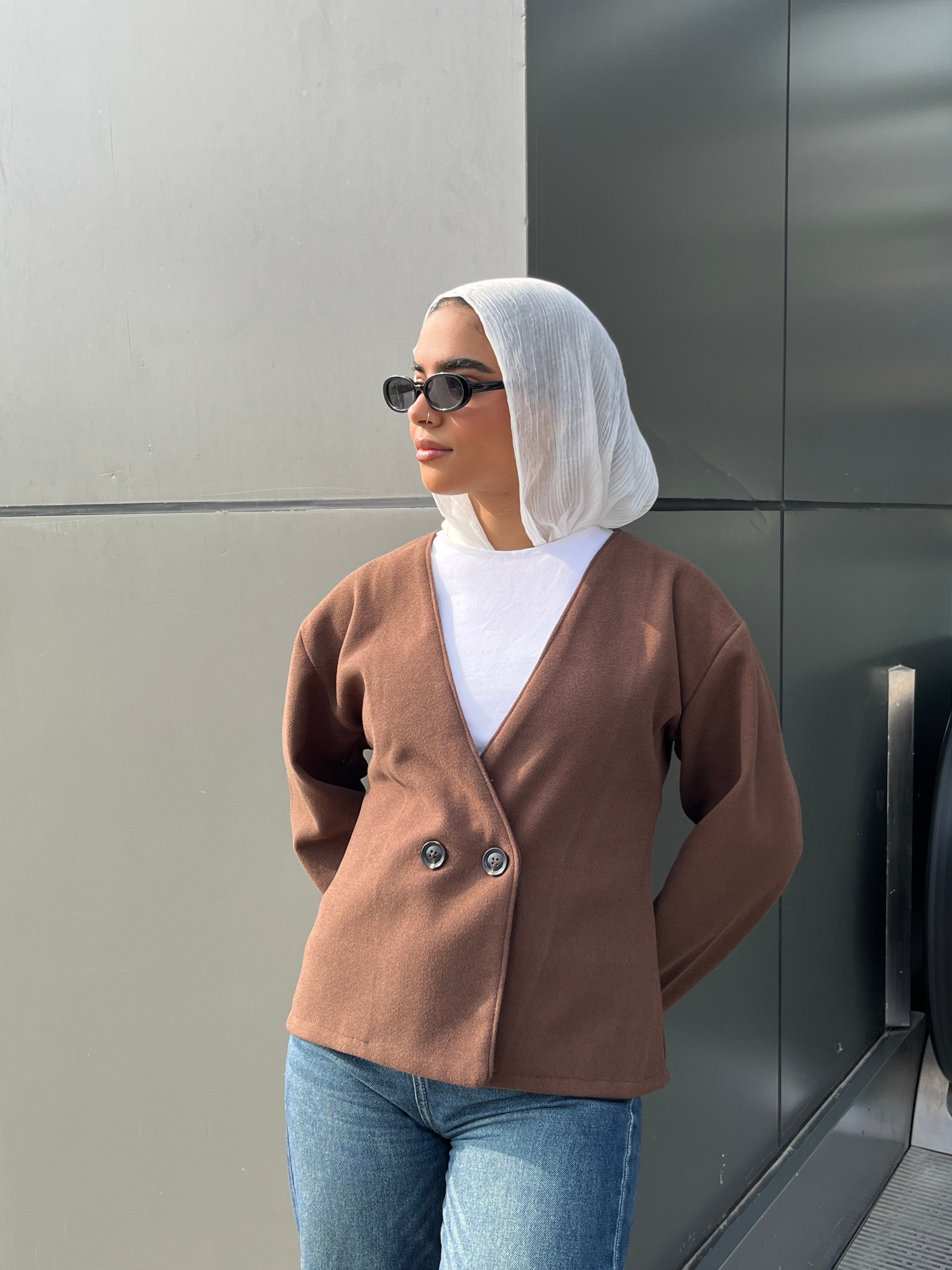 V-Neck Wrap Cardigan Brown