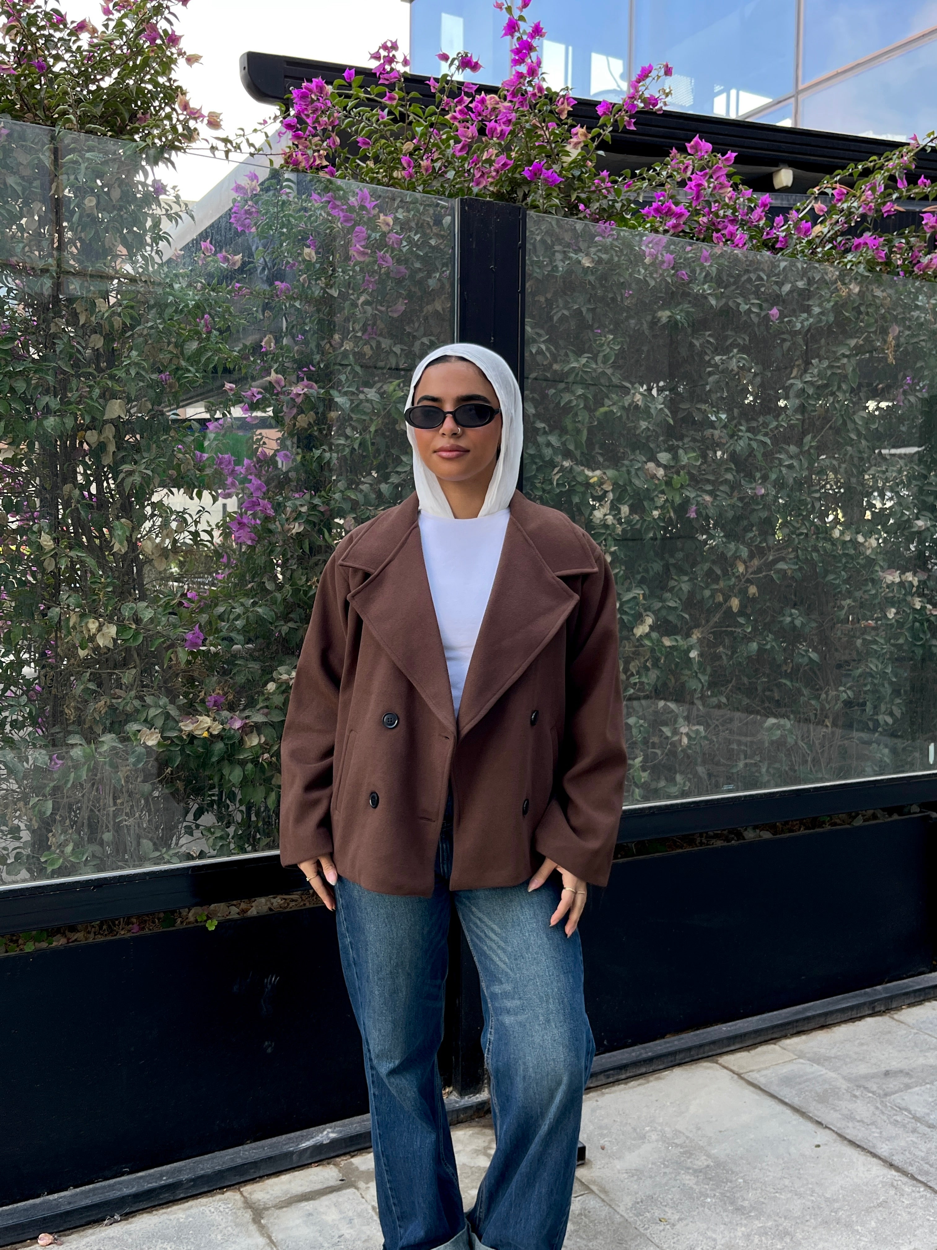 Soft double-breasted short coat