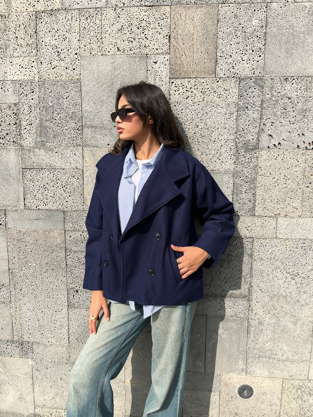 Soft double-breasted short coat