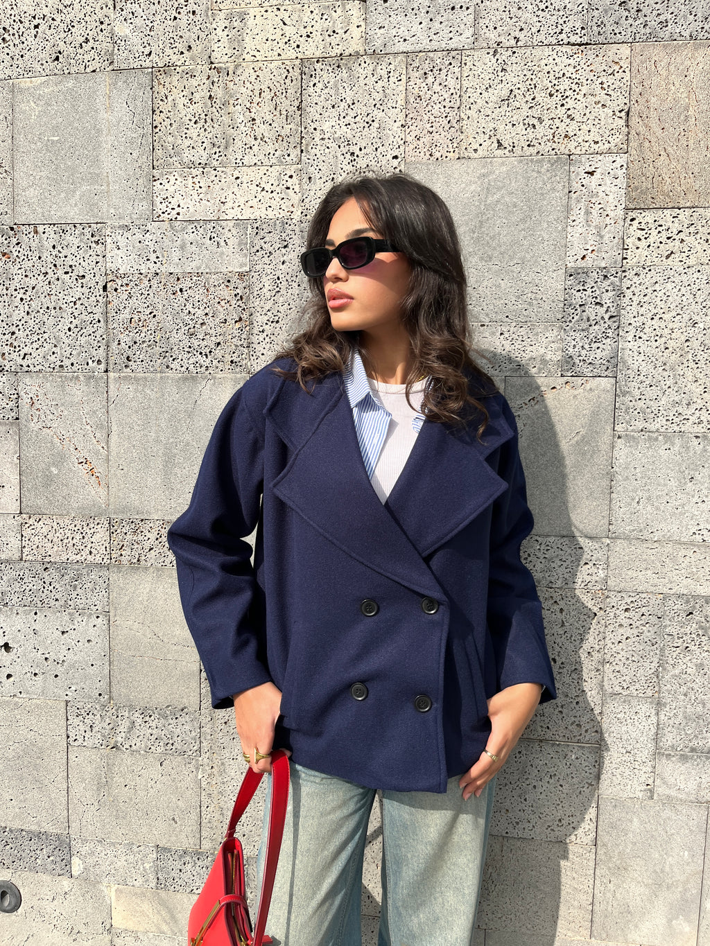 Soft double-breasted short coat