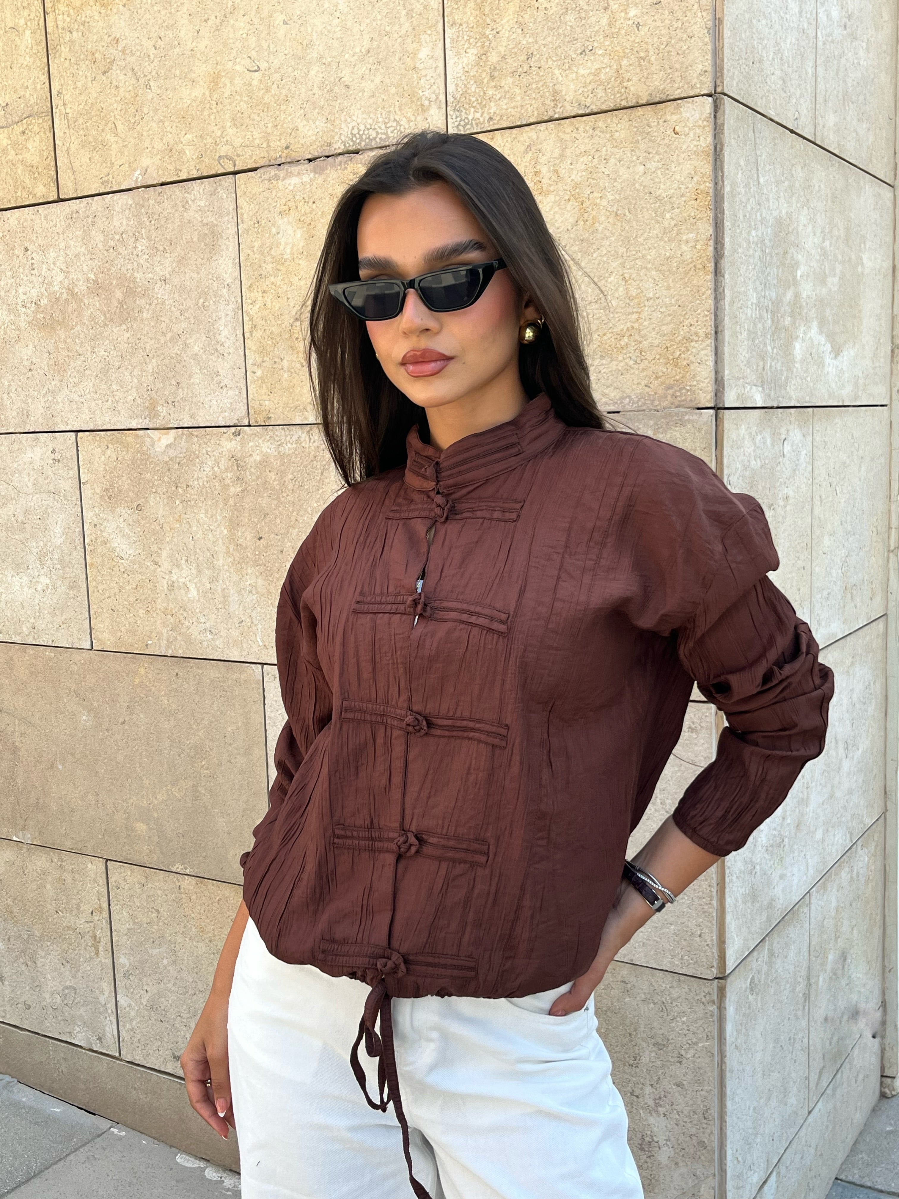 Mandarin Top in brown
